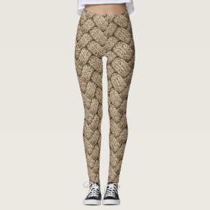 Leggings Tejido de punto trenzado – Beige cálido