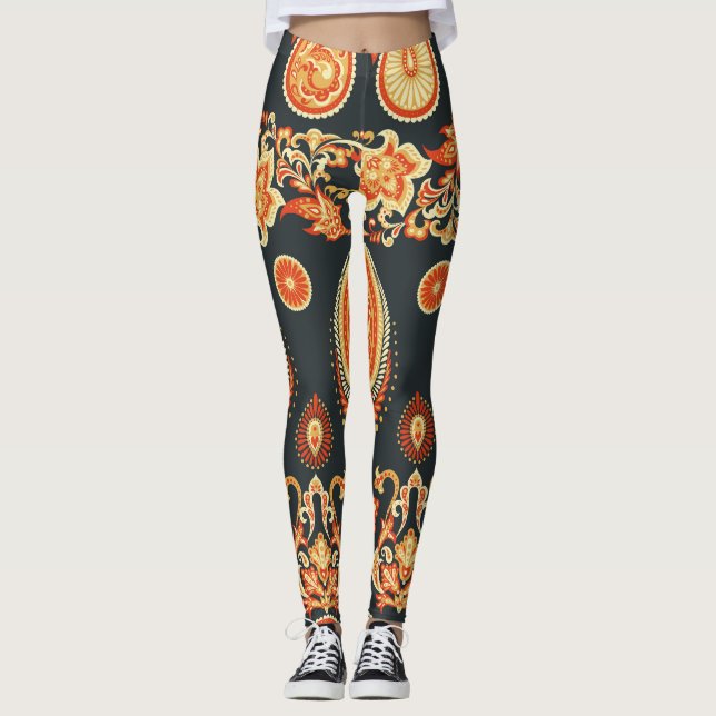 Leggings Tejido étnico oriental de Paisley (Anverso)