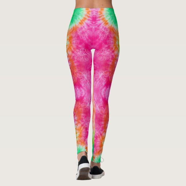 Leggings Tejido y tinte rosa y verde (Reverso)