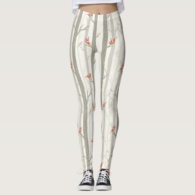 Leggings Tejidos de bosques de invierno con diseño de carde (Anverso)