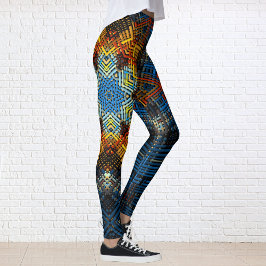Leggings Tejidos Mandala amarillo azul y rojo