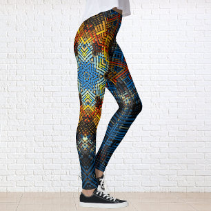 Leggings Tejidos Mandala amarillo azul y rojo