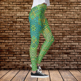 Leggings Tejidos Mandala Amarillo verde y azul