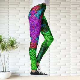 Leggings Tejidos Mandala Azul rosa y Verde