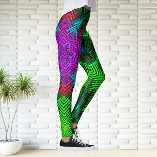 Leggings Tejidos Mandala Azul rosa y Verde