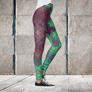 Leggings Tejidos Mandala Azul verde y rojo