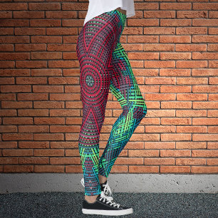 Leggings Tejidos Mandala Azul verde y rojo