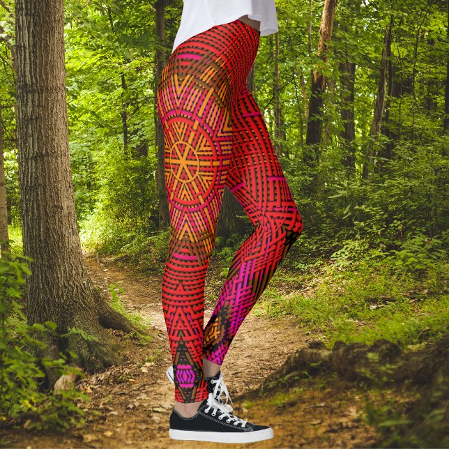 Leggings Tejidos Mandala Rojo Rosa y Amarillo (Subido por el creador)