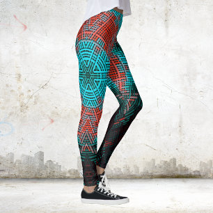 Leggings Tejidos Mandala Rojo y Azul