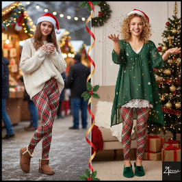 Leggings Tela de Cuadros Escoceses en Diagonal Rojo Negro V
