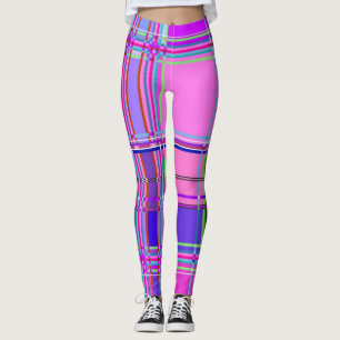 Leggings Tela de cuadros rosa patrón de tela madras