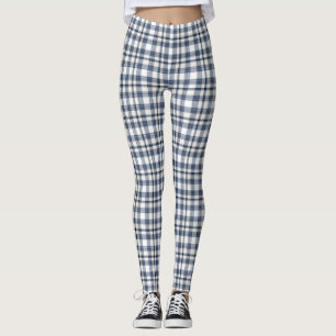 Leggings Tela escocesa blanca azul 1