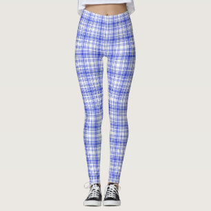 Leggings Tela escocesa blanca azul 2
