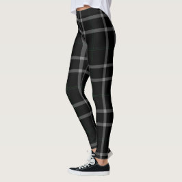 Leggings Tela escocesa de tartán gigante blanca negra de la