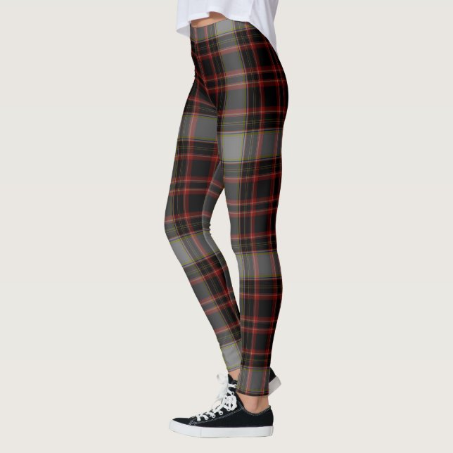 Leggings Tela escocesa de tartán gigante gris roja negra (Izquierda)