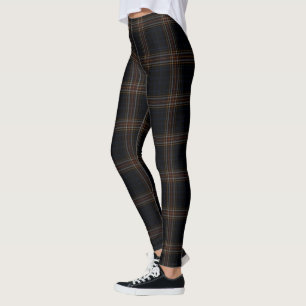Leggings Tela escocesa de tartán grande amarilla roja negr
