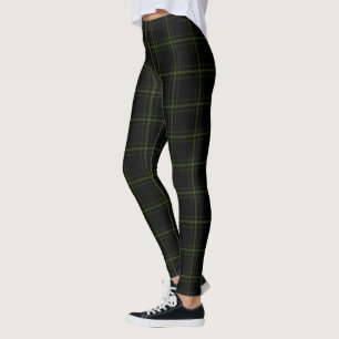 Leggings Tela escocesa de tartán negra y verde doble