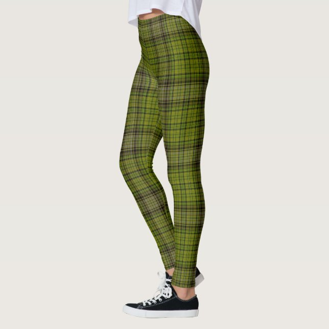 Leggings Tela escocesa gigante negra y roja del verde verde (Izquierda)