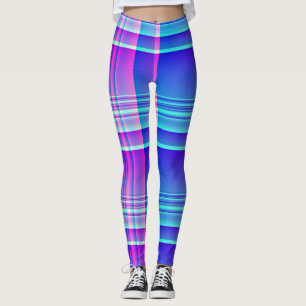 Leggings Tela escocesa rosada y azul a cuadros