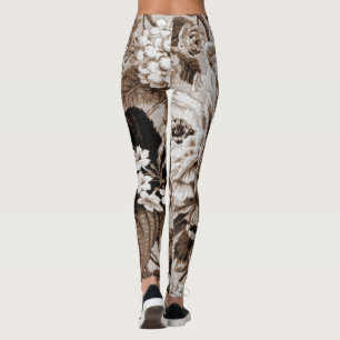 Leggings Tela floral No.1 de Toile del vintage de Brown de