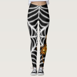 Leggings telaraña de calabaza negra de Halloween