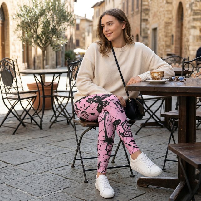 Leggings Telaraña de mariposa gótica rosa (Subido por el creador)