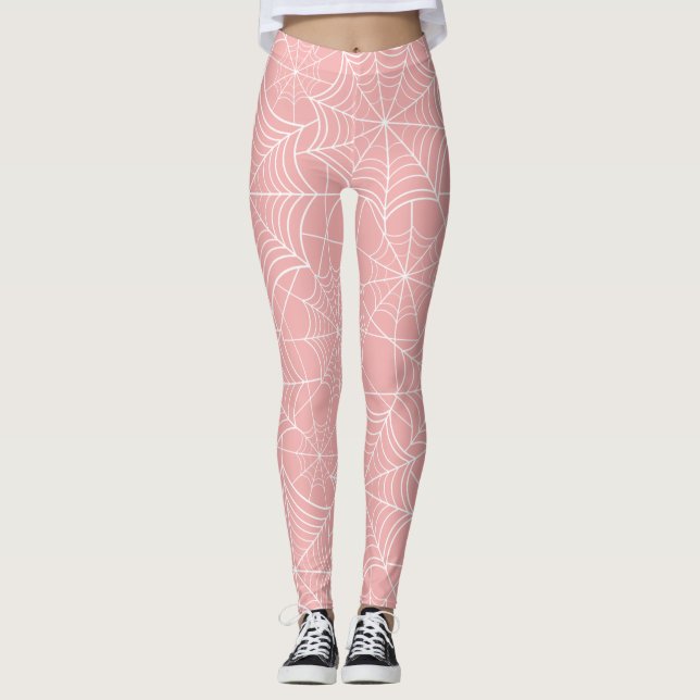 Leggings telaraña rosa pastel de halloween (Anverso)