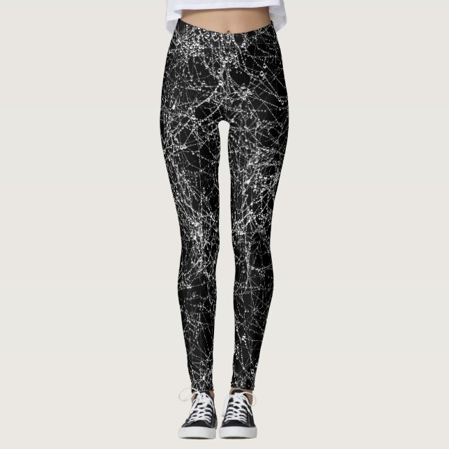 Leggings Telarañas negras y plateadas Disfraz chic de Hallo (Anverso)