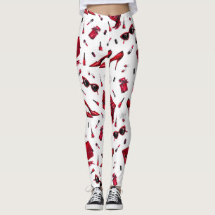 Leggings Telas rojas, patrón de accesorios de moda.