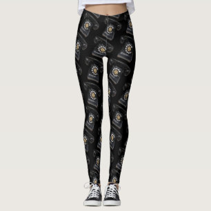 Leggings Teléfono rotario negro vintage