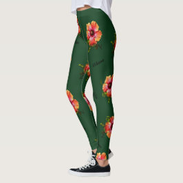 Leggings Tema de HAMbyWG Hawaiin con flor de Hibiscus