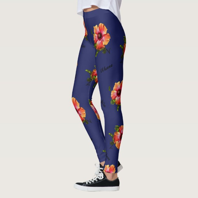 Leggings Tema de HAMbyWG Hawaiin con flor de Hibiscus (Izquierda)
