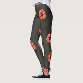 Leggings Tema de HAMbyWG Hawaiin con flor de Hibiscus