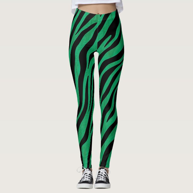 Leggings Tema de la jungla Verde y Negro (Anverso)