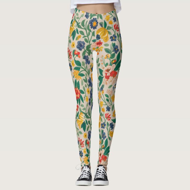 Leggings Tema floral de las piernas (Anverso)
