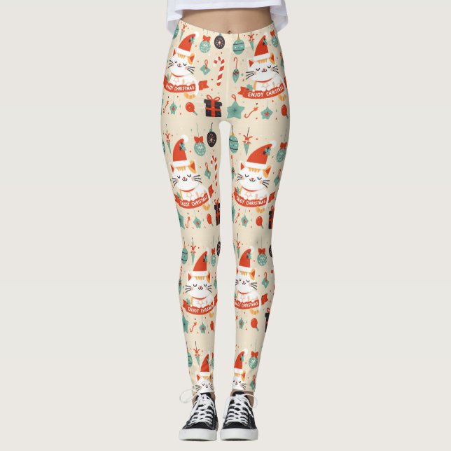 Leggings Temporada de Navidades Cute Cat Enjoy (Anverso)
