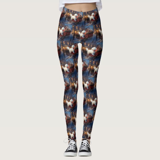 Leggings Temporada festiva de los Navidades Bichon Frise (Anverso)