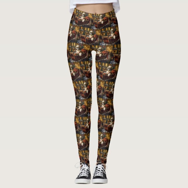Leggings Temporada festiva de los Navidades Shih Tzu (Anverso)