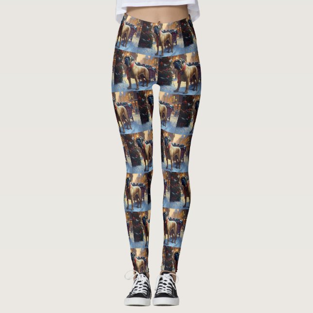 Leggings Temporada festiva de Navidades de bullmastiff (Anverso)