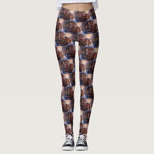 Leggings Temporada festiva de Navidades Golden Retriever (Anverso)