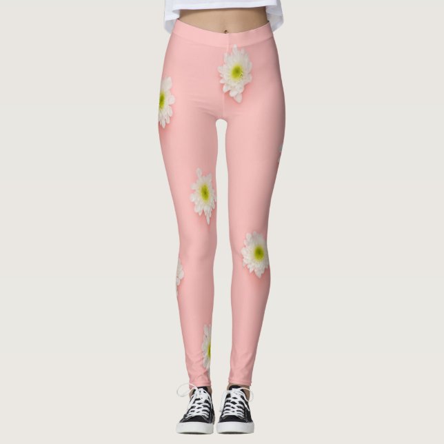 Leggings Tendencia de las flores blancas (Anverso)