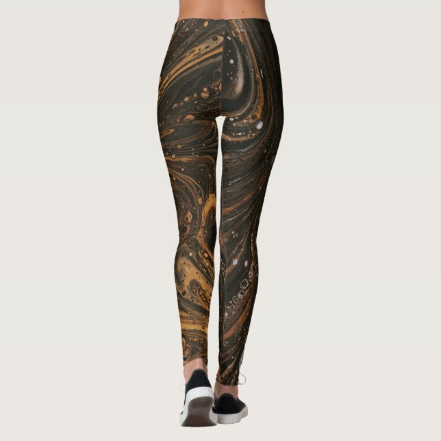 Leggings Tendencia de las piernas de oro negro (Reverso)