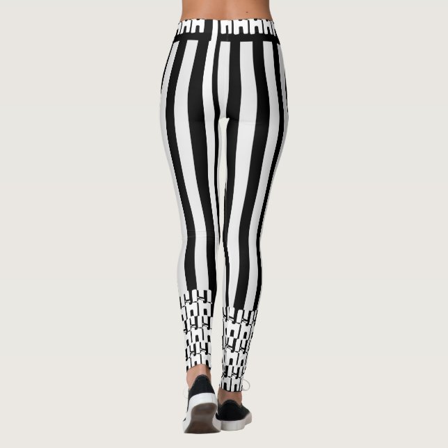 Leggings Tendencia Moda de cebra de piernas monocromas (Reverso)