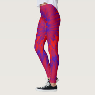 Leggings Teñido anudado espiral rojo y azul