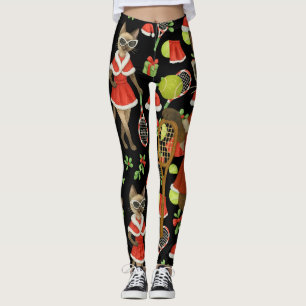 Leggings Tenis Navideño temático para amantes de gatos siam