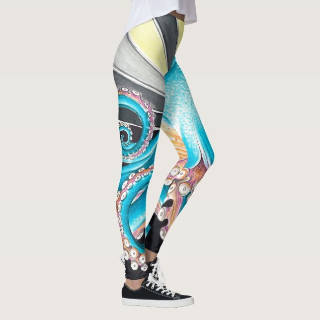 Leggings Tentacles del pulpo Tentacles Kraken Tinta Retro (Derecha)