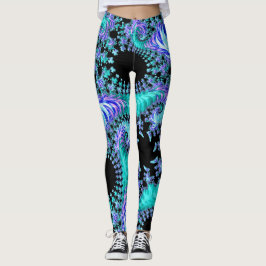 Leggings Tentáculo cian psicodélico Resumen de arte fractal