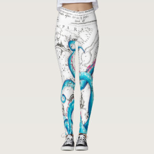 Leggings Tentáculos azul rosado blanqueado