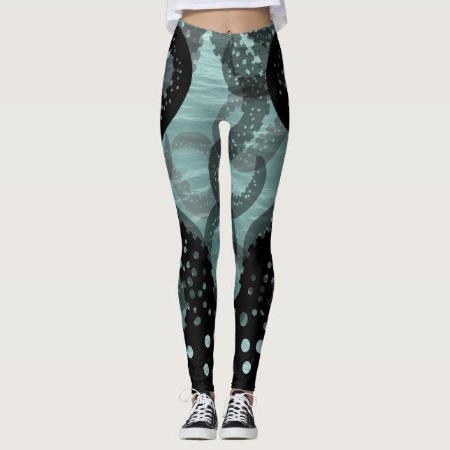 Leggings Tentáculos desvanecidos de la ensenada verde en la (Anverso)