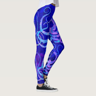 Leggings Tentáculos rosados y azules en azul - polainas de